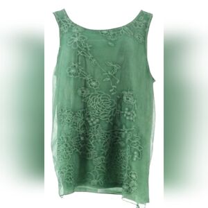 Curations Embroidered Tank Sz S Green NEW